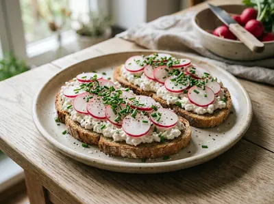 Cottage toast s ředkvičkami