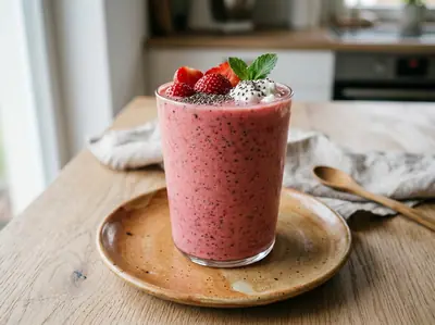 Jahodový proteinový shake s chia