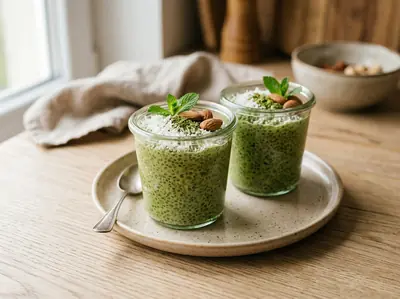 Matcha chia pudink s kokosem