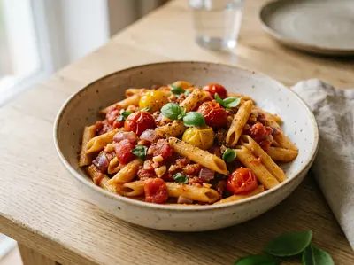 One pot těstoviny s rajčaty