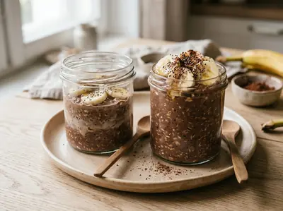 Overnight oats s kakaem a banánem