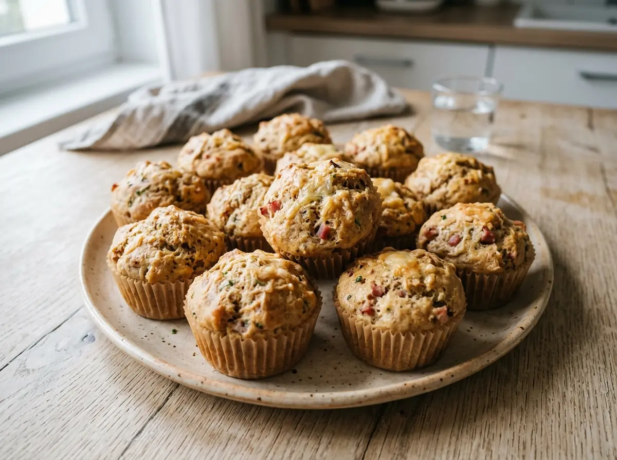 Slané muffiny se šunkou a sýrem
