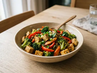 Tofu na pánvi se zeleninou